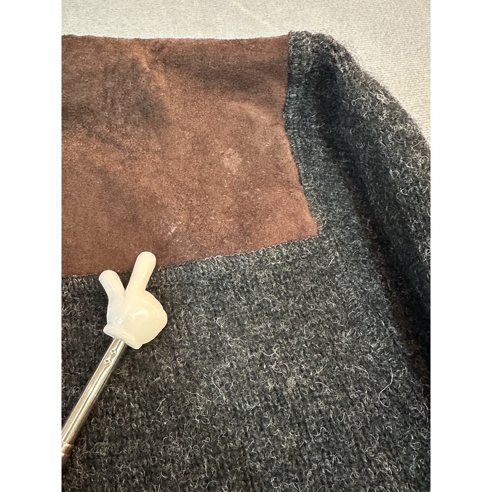 Pendleton Sweater Mens 100% Shetland Wool Quarter Zip Leather Trim Size L - Picture 11 of 12
